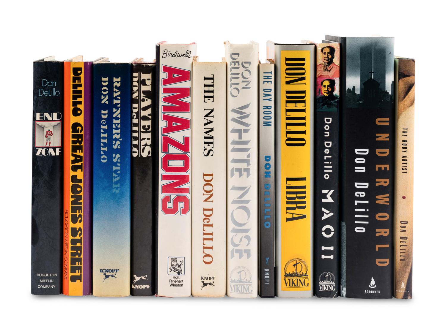 DELILLO, Don (b. 1936). A group of 12 FIRST EDITIONS, MANY INSCRIBED to the author Burt Britton, comprising: