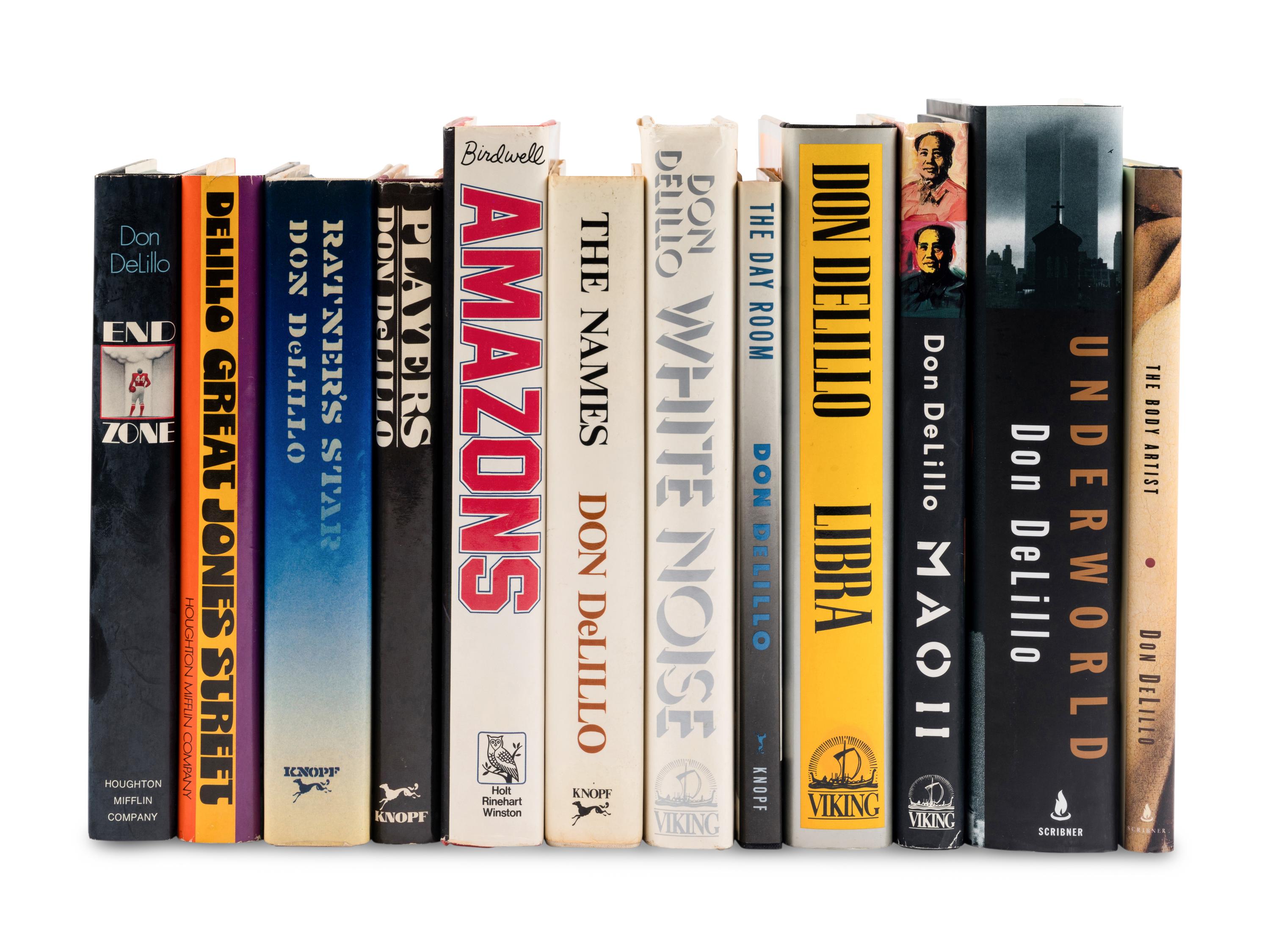 DELILLO, Don (b. 1936). A group of 12 FIRST EDITIONS, MANY INSCRIBED to the author Burt Britton, comprising: