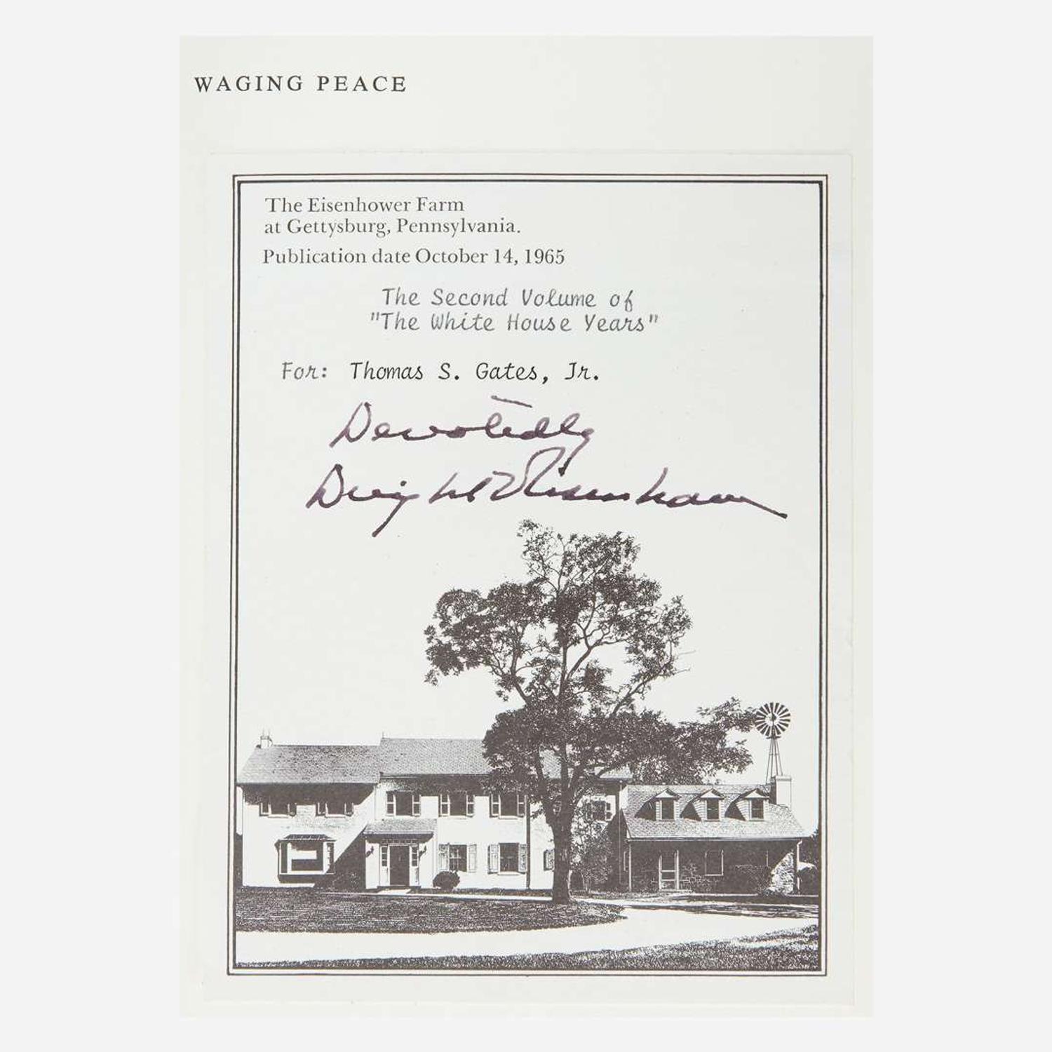 [Americana] Eisenhower, Dwight D. Signed and Inscribed Edition of "The White House Years"