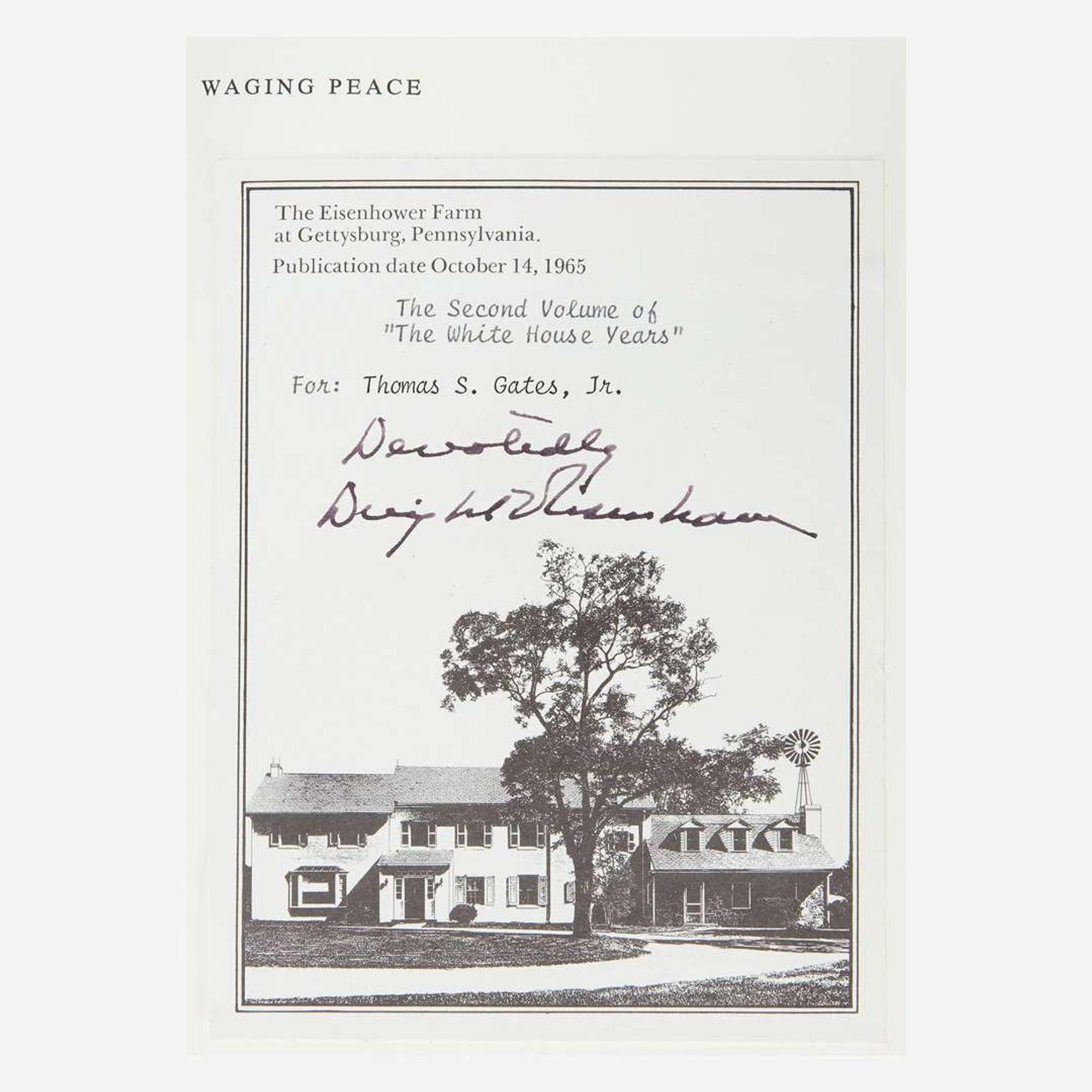[Americana] Eisenhower, Dwight D. Signed and Inscribed Edition of "The White House Years"