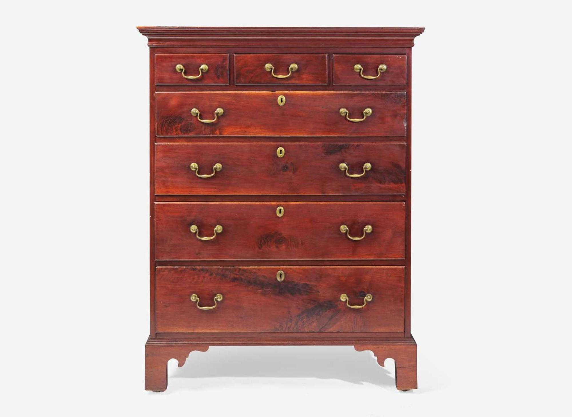 A Chippendale walnut tall chest of drawers, probably Pennsylvania, late 18th century