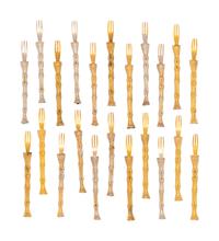 A Set of Twenty-Two Faux Bamboo-Handle Gilt Metal Forks