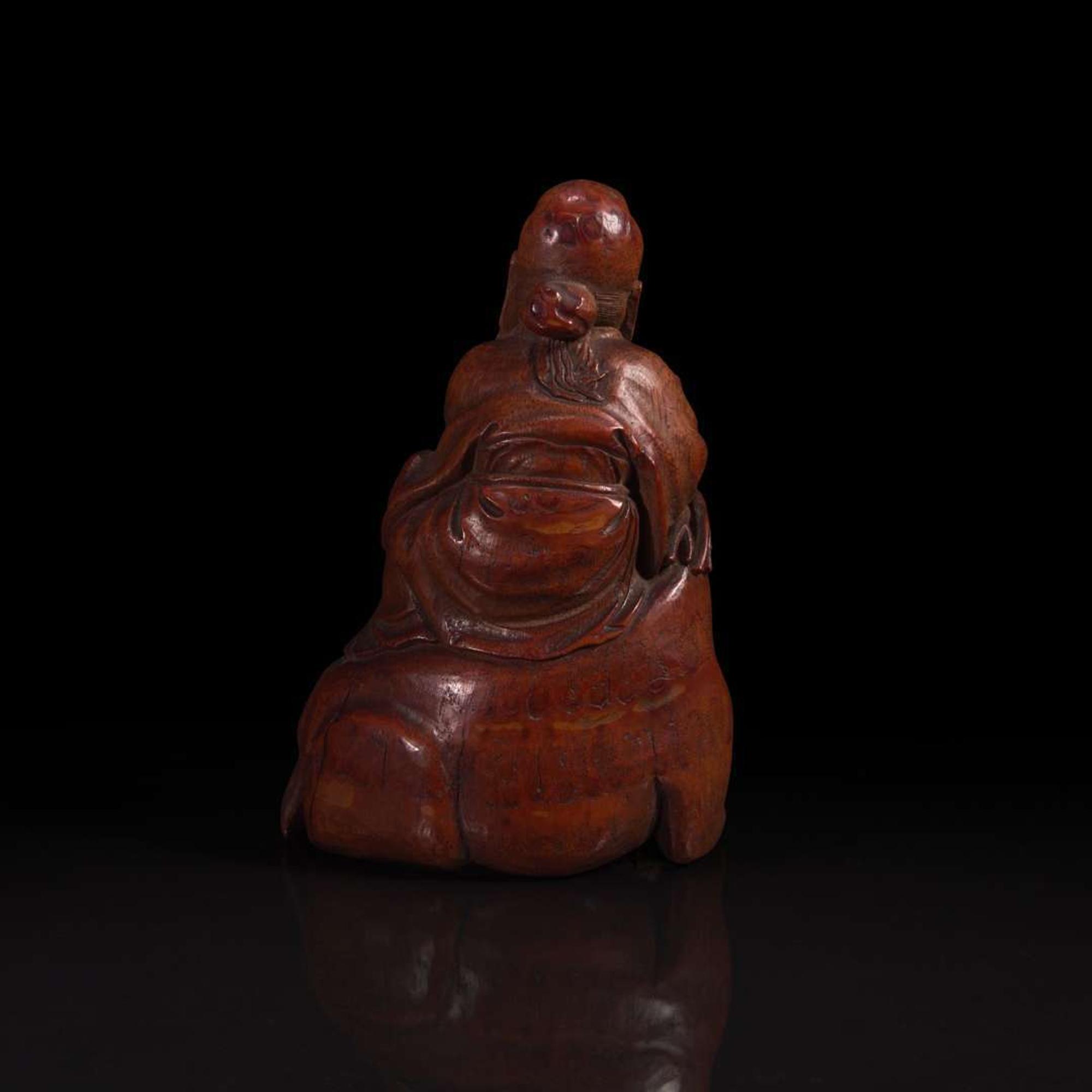 A Chinese carved bamboo figure of Shoulao on deer 寿老骑鹿竹雕 19th century or earlier ???????