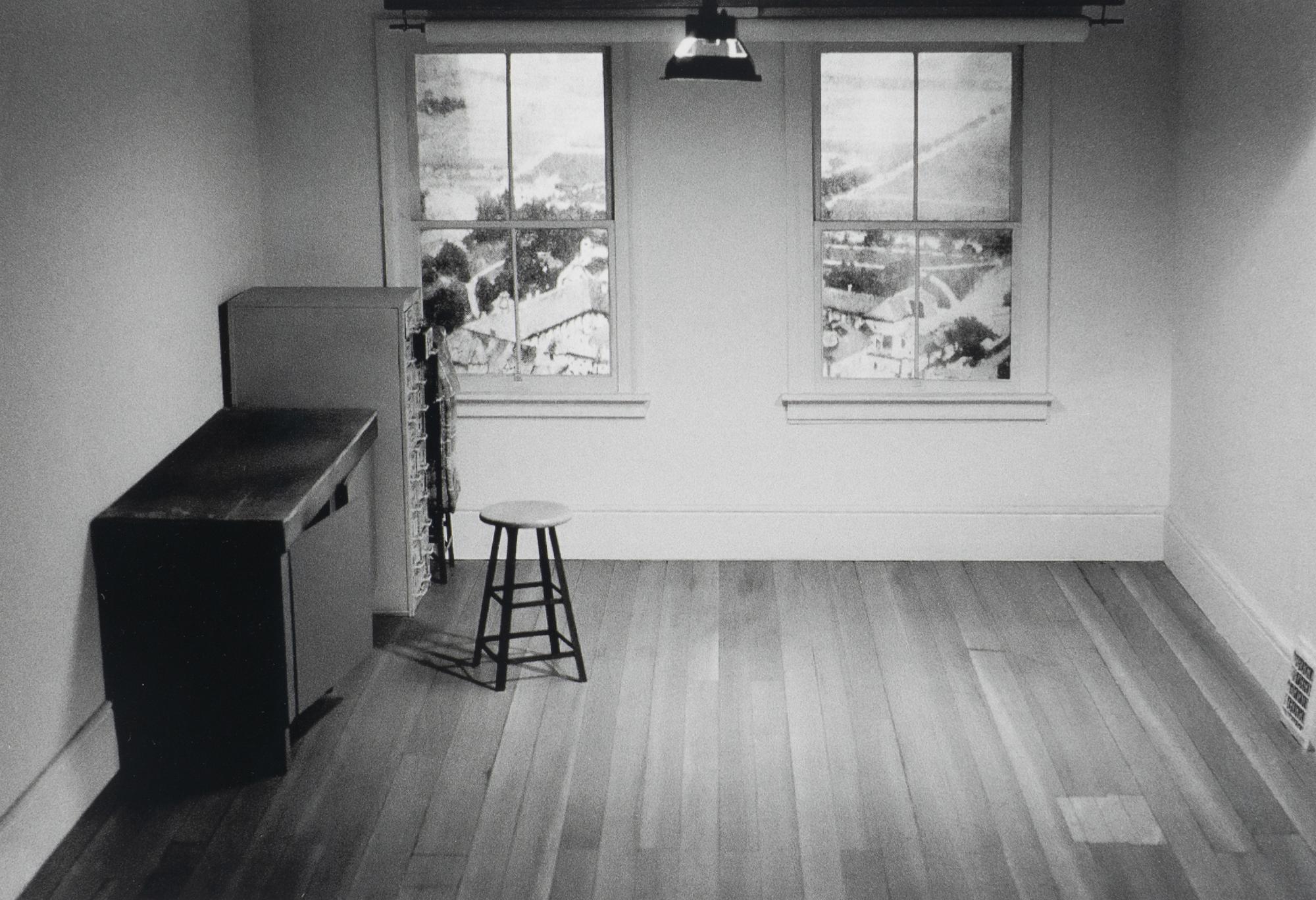 Four works from Studio Projections, 1979 (Number 17, Car Crash; Number 22, Beauty Treatment; Number A1, Village ; and Number A3, Dust Storm); printed 2013