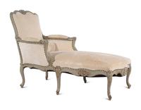A Louis XV Style Carved and Painted Chaise Longue