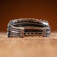 Zuni or Navajo Silver and Petit Point Turquoise Cuff Bracelet