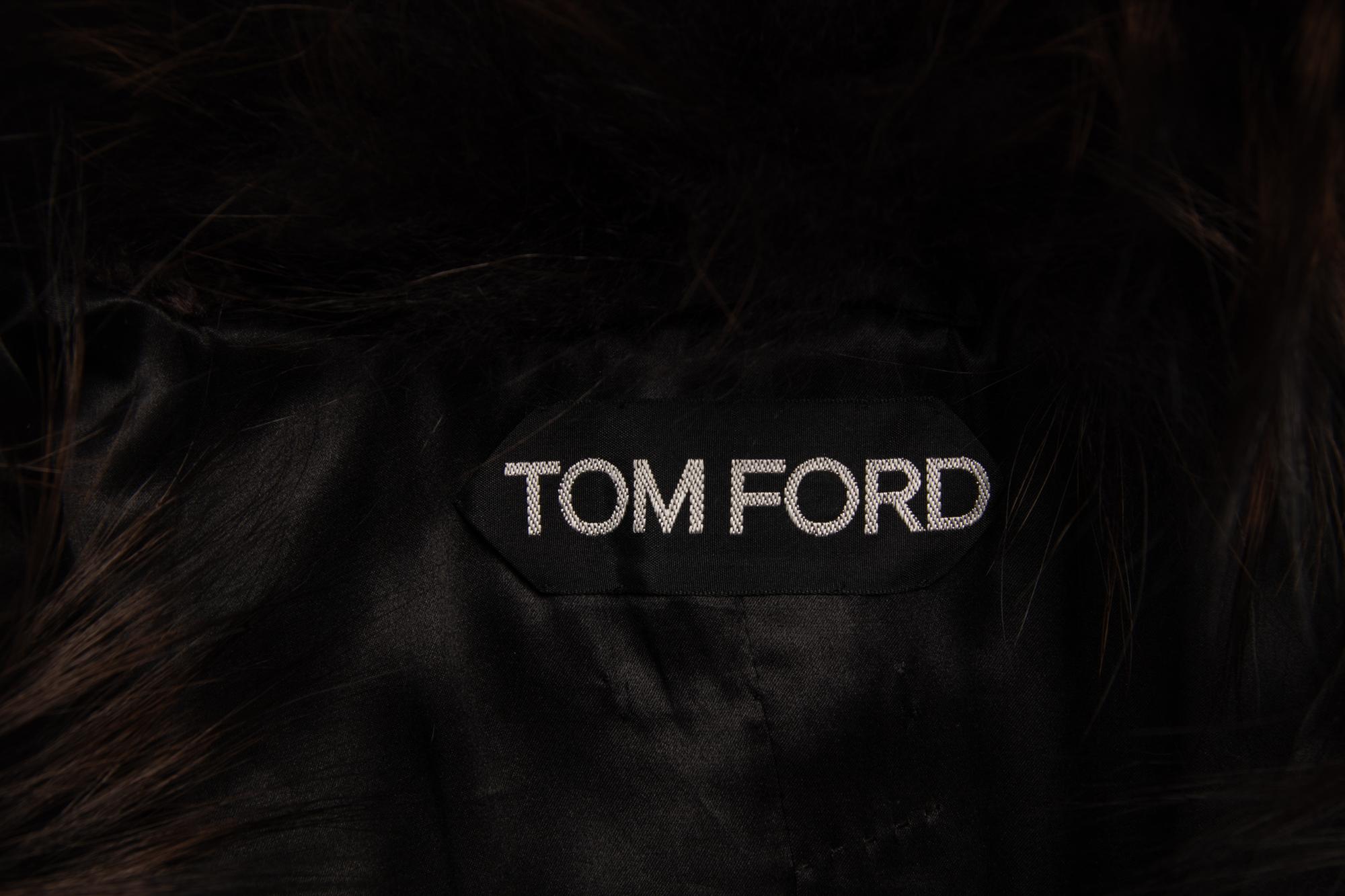 Tom Ford Faux Astrakhan Coat with Fox Fur Collar