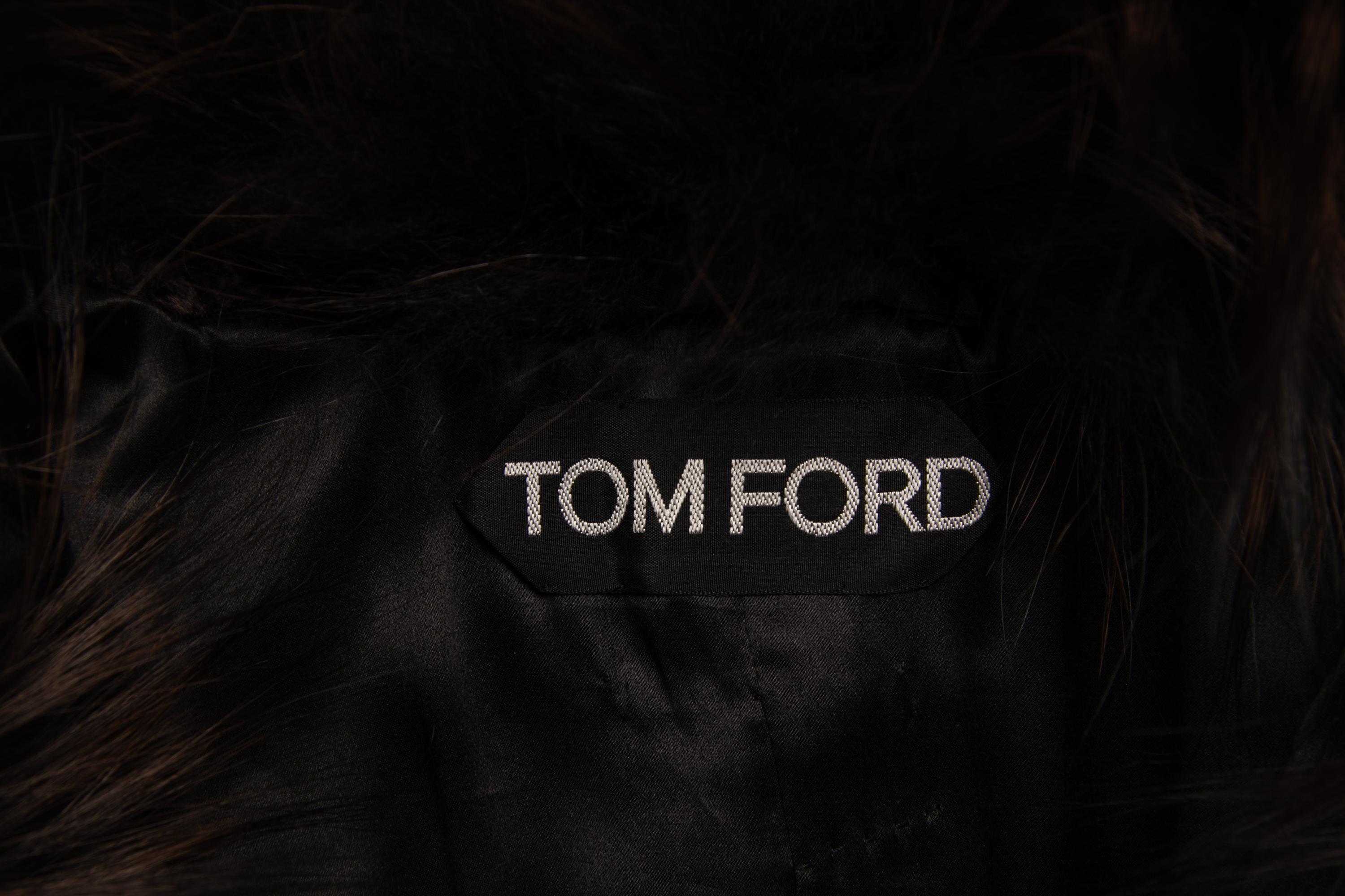 Tom Ford Faux Astrakhan Coat with Fox Fur Collar