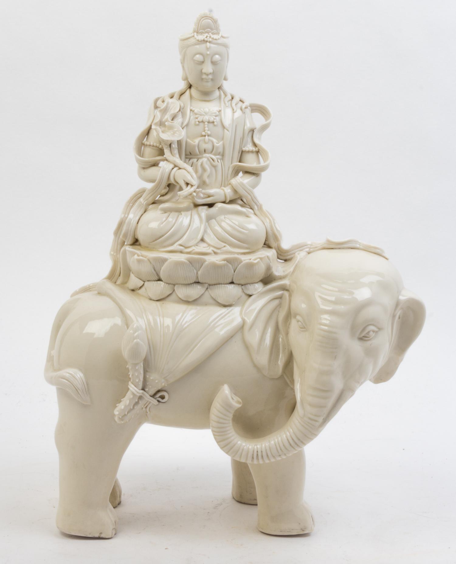 A Blanc de Chine Model of Guanyin Height 16 3/4 inches.