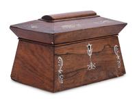 An English Mother-of-Pearl-Inlaid Rosewood Tea Caddy