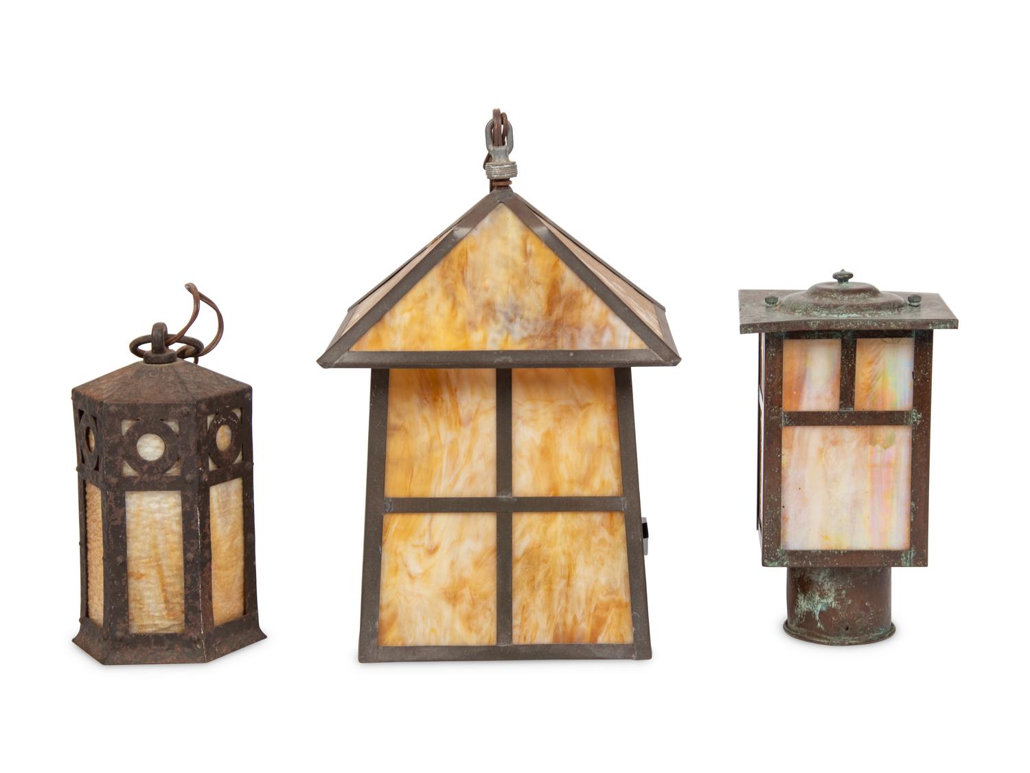 A Collection of Three Arts and Crafts Light Fixtures