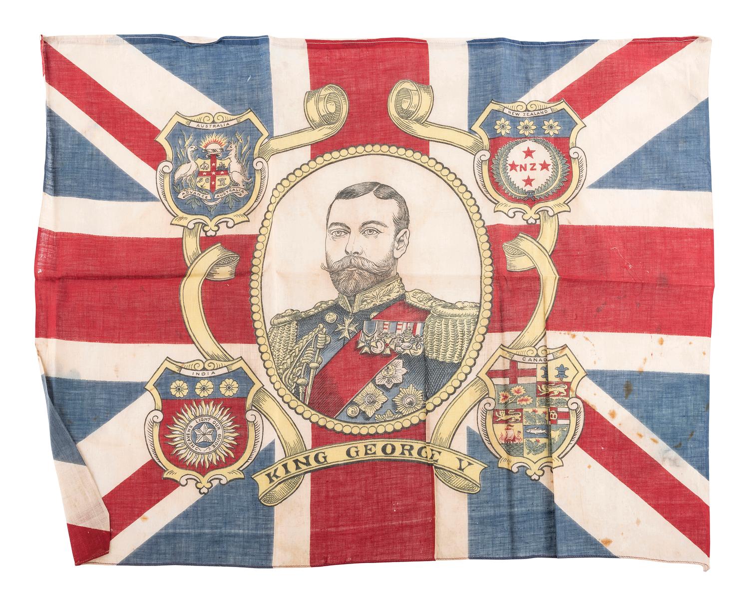 [ROYALTY]. A group of handkerchiefs, ceramics, and other ephemera from Queen VICTORIA, King GEORGE V, and King EDWARD VIII comprising:
