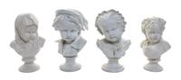 Four Parian Busts of Children Height of first 8 1/4 inches.