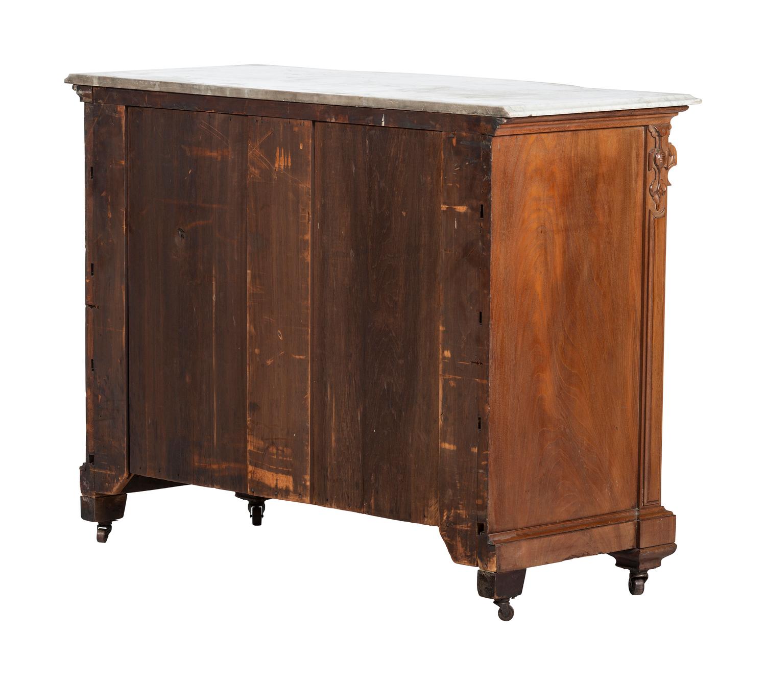 A Victorian Walnut Marble-Top Chest of Drawers