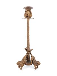 A Neoclassical Style Gilt Metal Candlestick