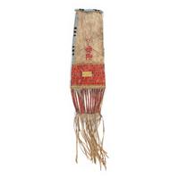 Sioux Quilled and Beaded Hide Tobacco Bag, with Sun and Human Figure