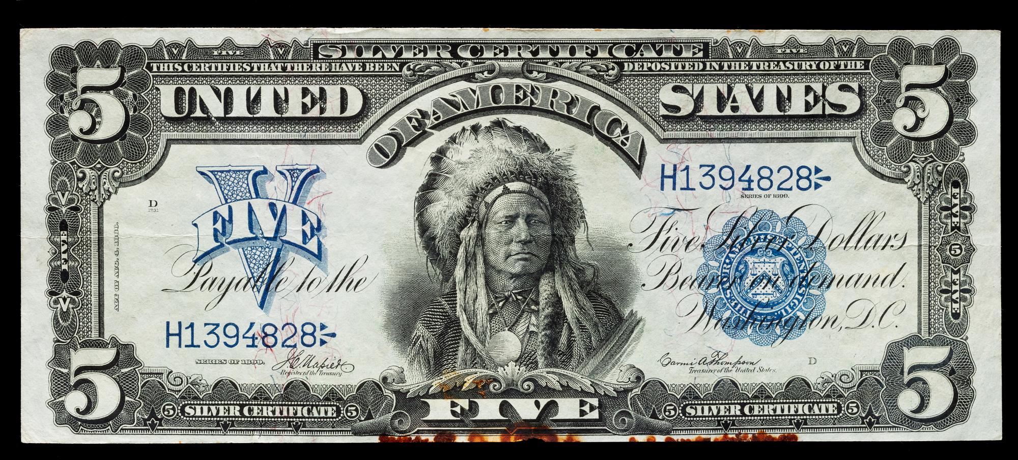 A United States Series 1899 Indian Chief $5 Silver Certificate — Fr. 231