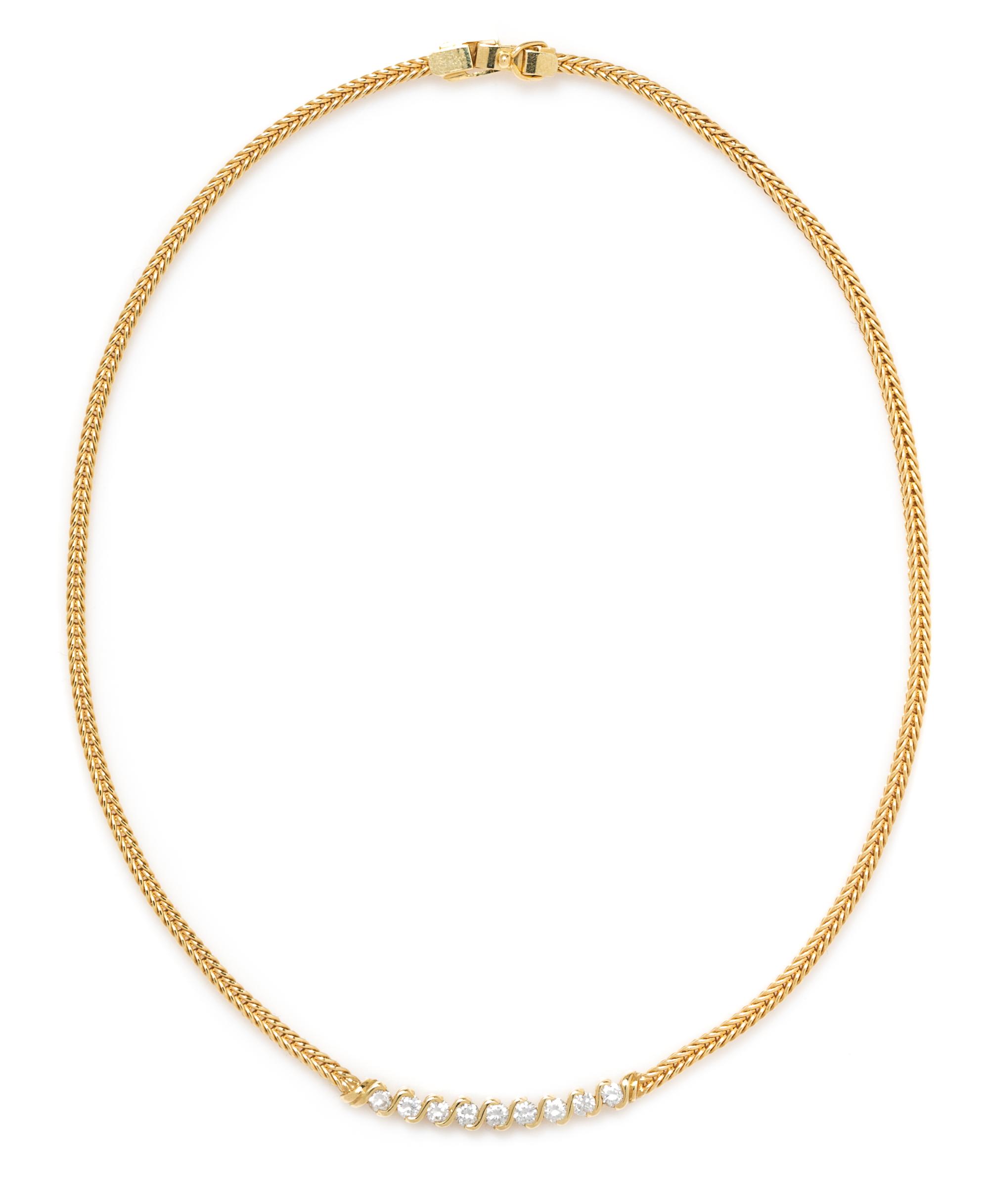 An 18 Karat Yellow Gold and Diamond Necklace, 12.40 dwts.