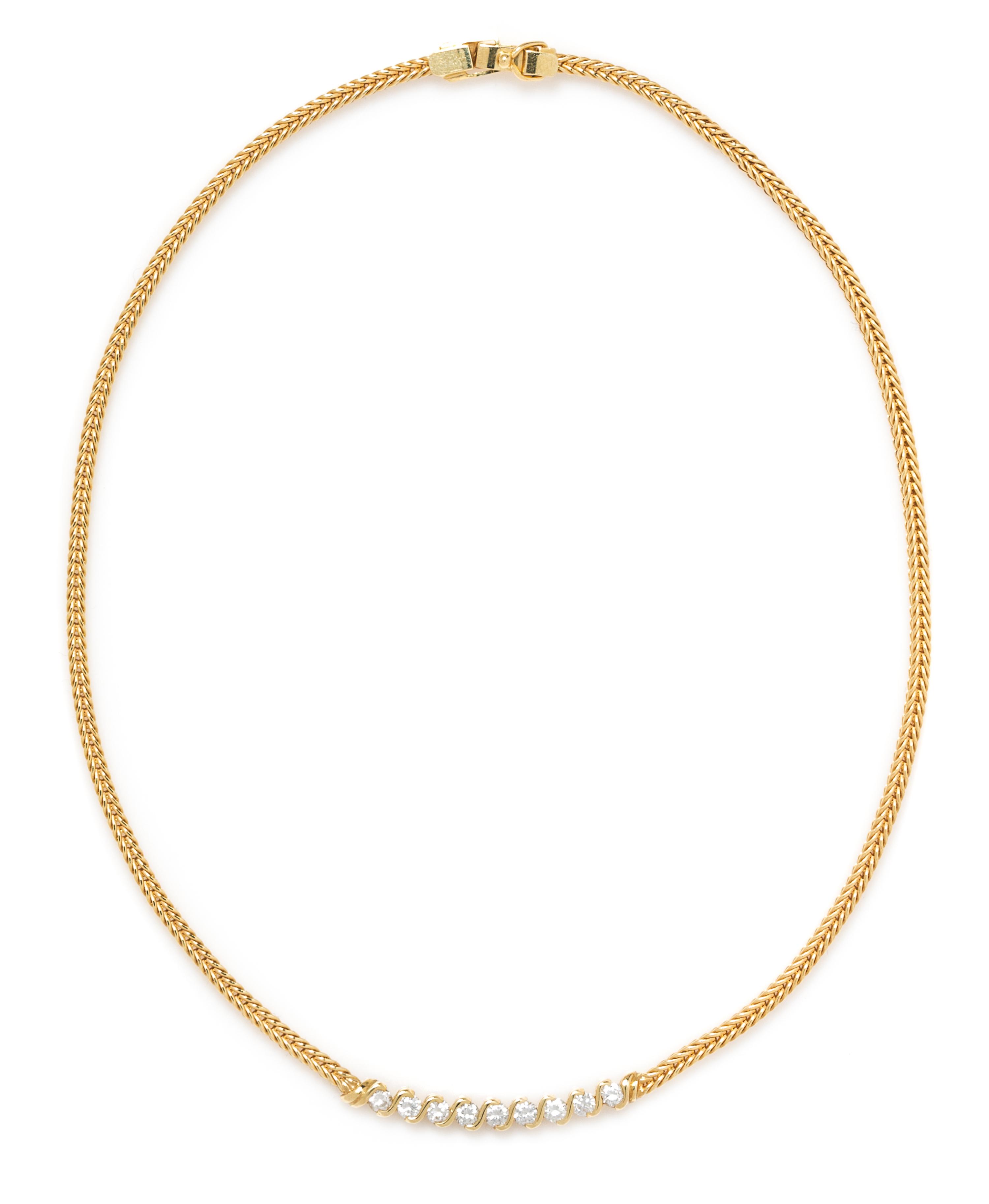 An 18 Karat Yellow Gold and Diamond Necklace, 12.40 dwts.