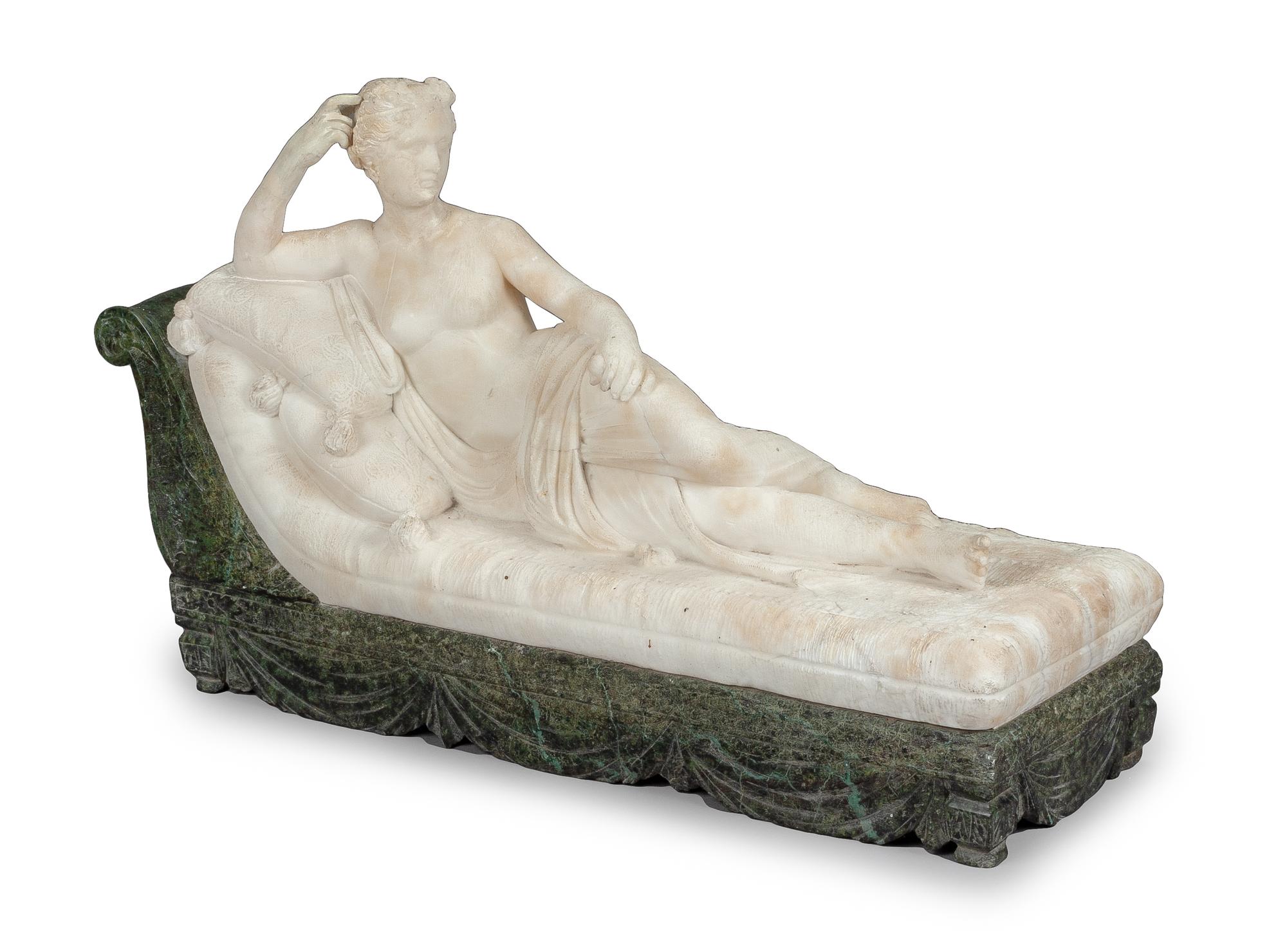 An Italian Alabaster Figure Height 14 x width 22 x depth 7 inches. — LATE 19TH/EARLY 20TH CENTURY