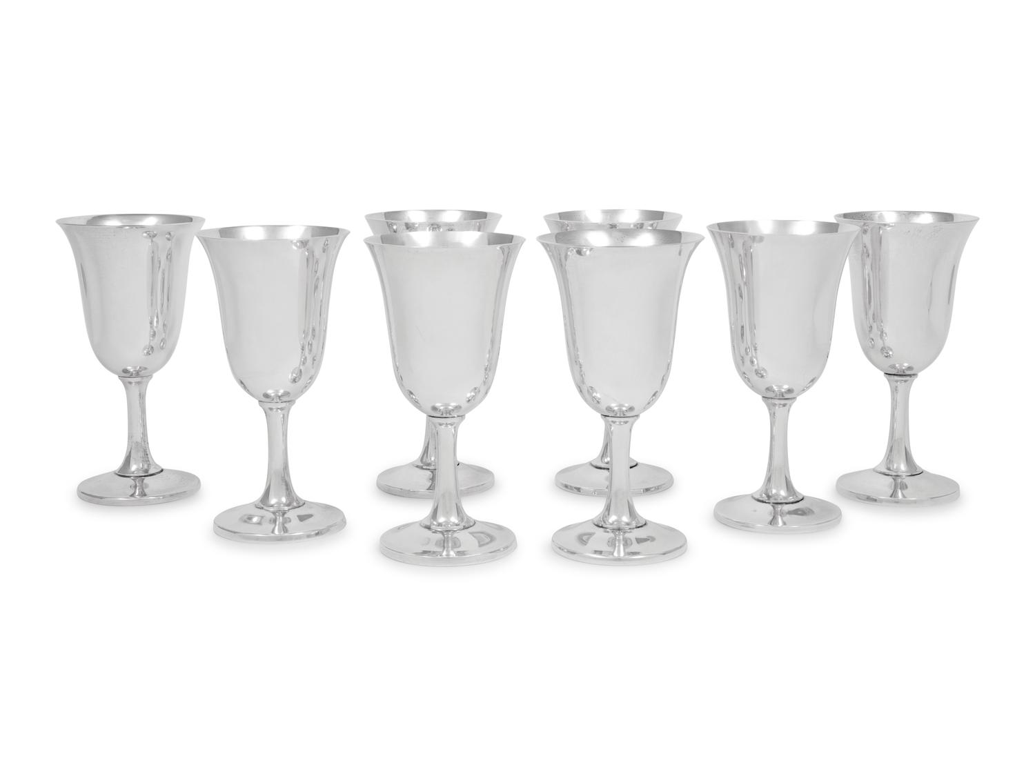 A Set of Eight American Silver Goblets