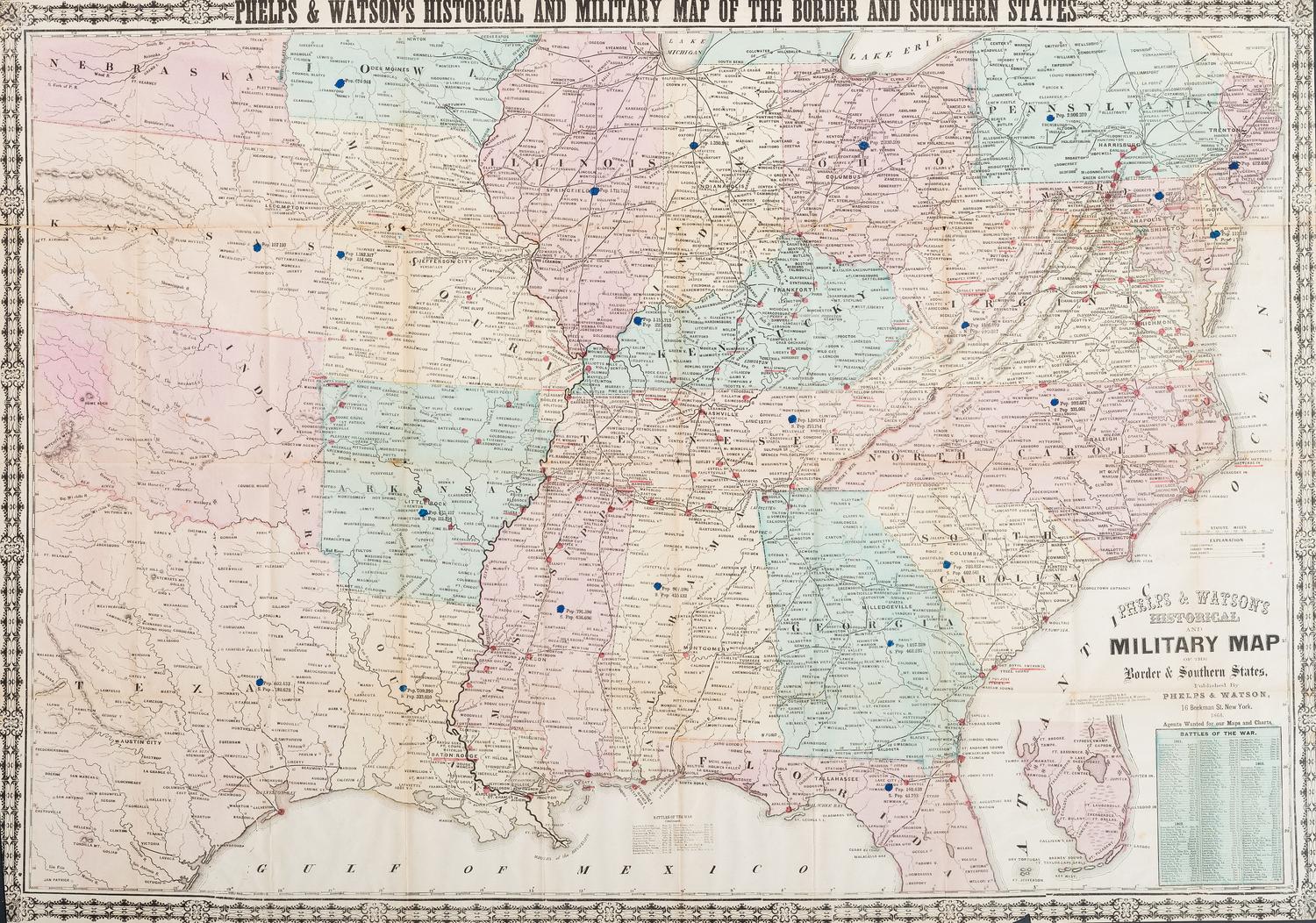 [CIVIL WAR]. PHELPS & WATSON, publishers. Phelps & Watson's Historical and Military Map of the Border & Southern States.
