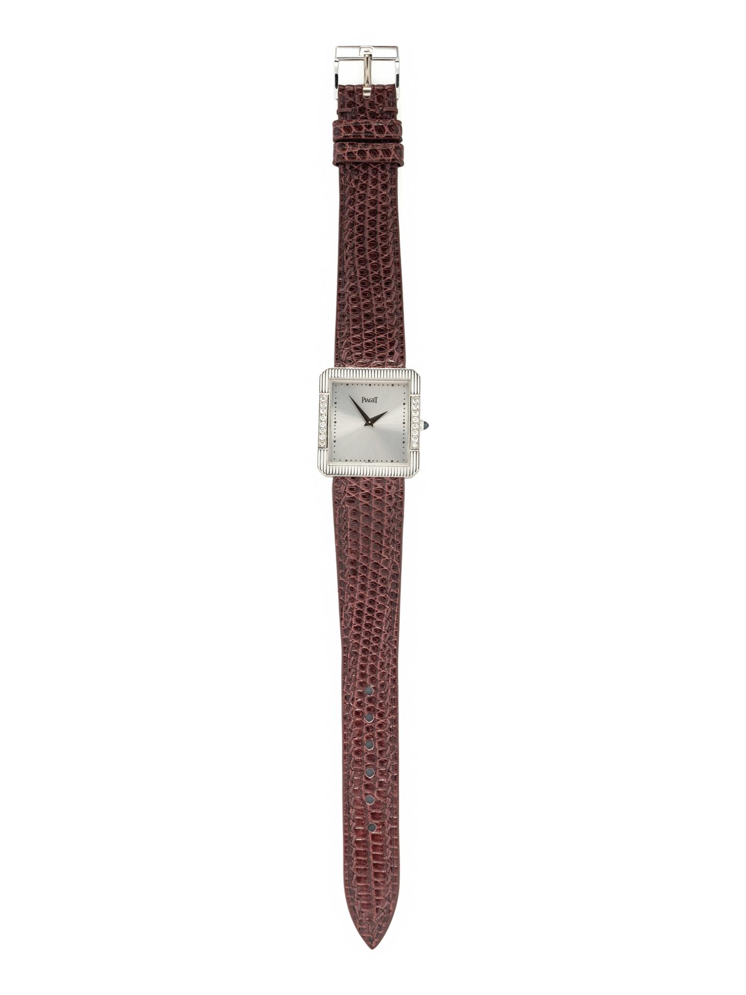 PIAGET, 18K WHITE GOLD AND DIAMOND 'PROTOCOLE' WATCH WITH PIAGET BUCKLE