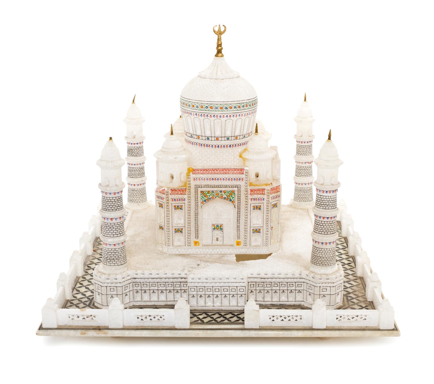 A Grand Tour Alabaster Architectural Model, Height 12 x width 14 x depth 13 3/4 inches.