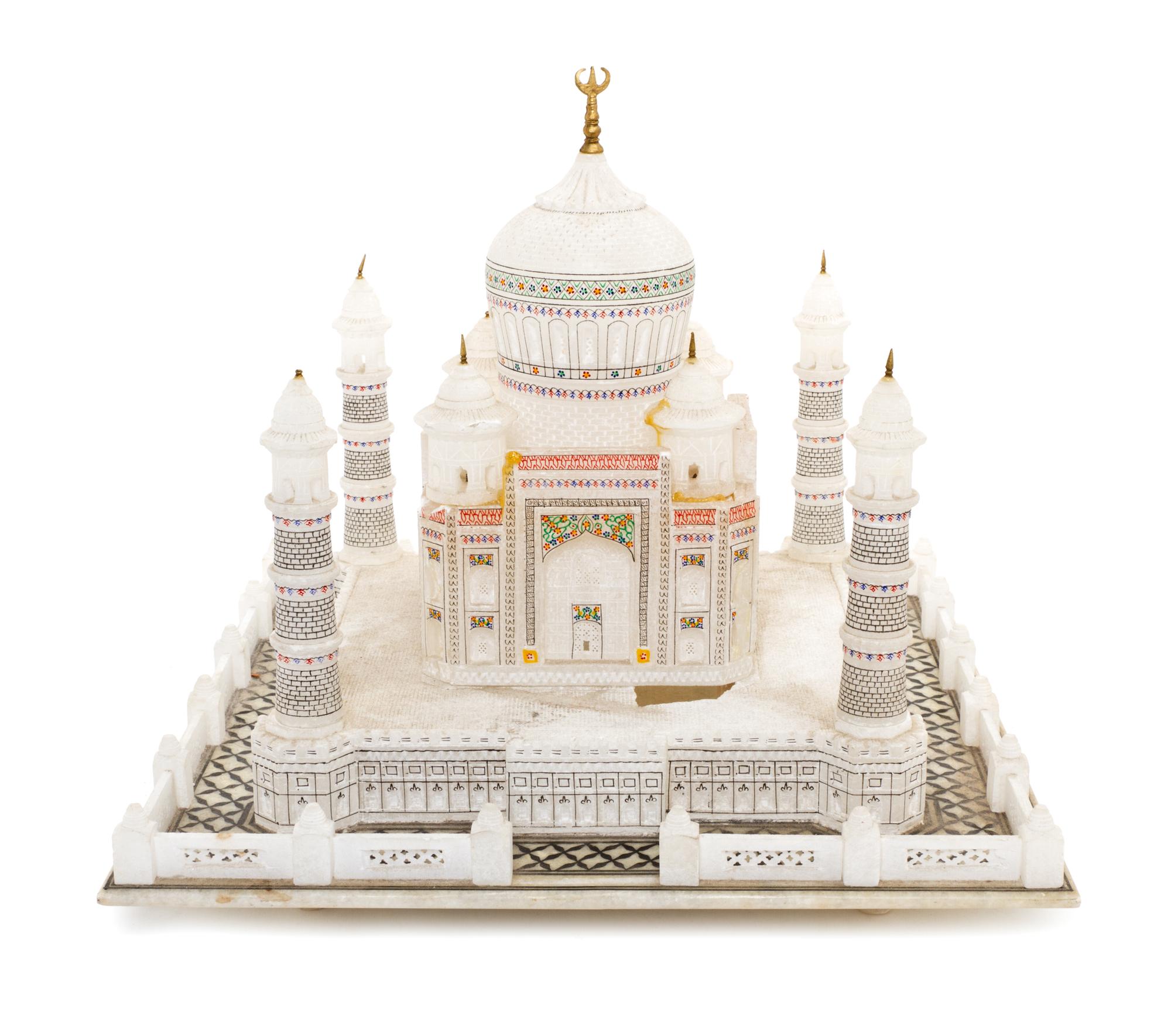 A Grand Tour Alabaster Architectural Model, Height 12 x width 14 x depth 13 3/4 inches.