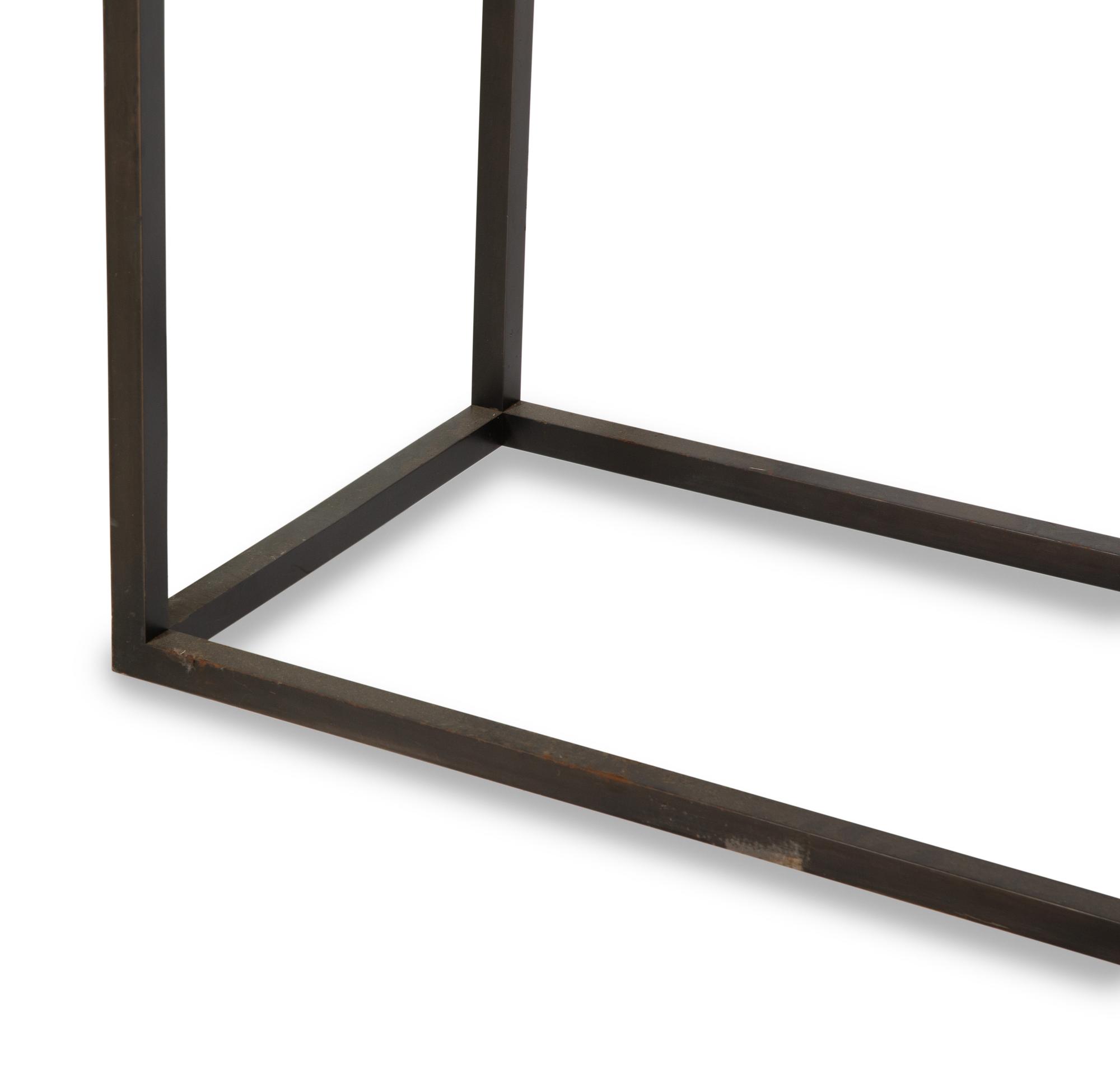A Contemporary Steel Console Table with Fossilized Stone Top