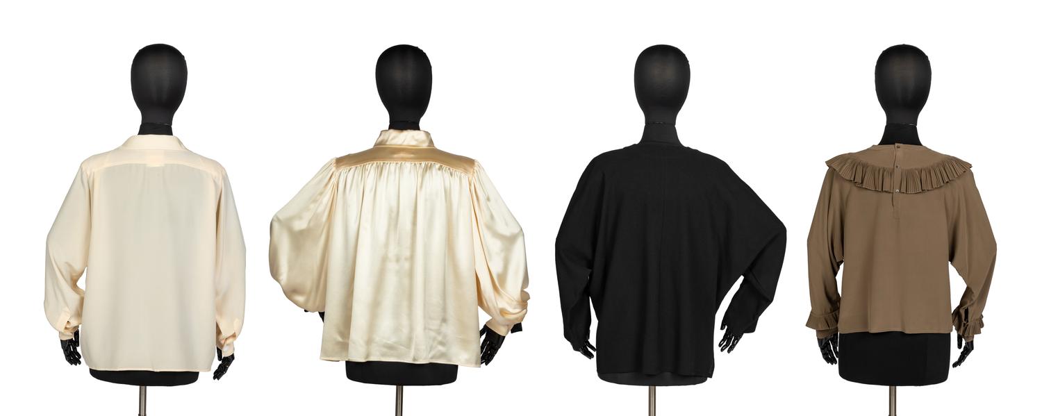 Four Designer Tops: Two Yves Saint Laurent Rive Gauche & Two Chloé by Karl Lagerfeld, 1980-90s