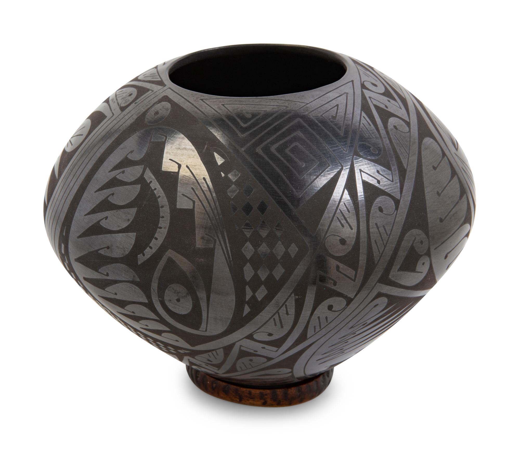 An Ortiz Black on Black Pottery Vase