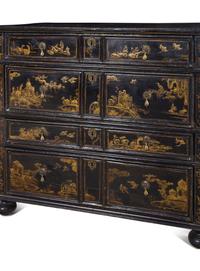 A George I/II Lacquered and Japanned Chest of Drawers