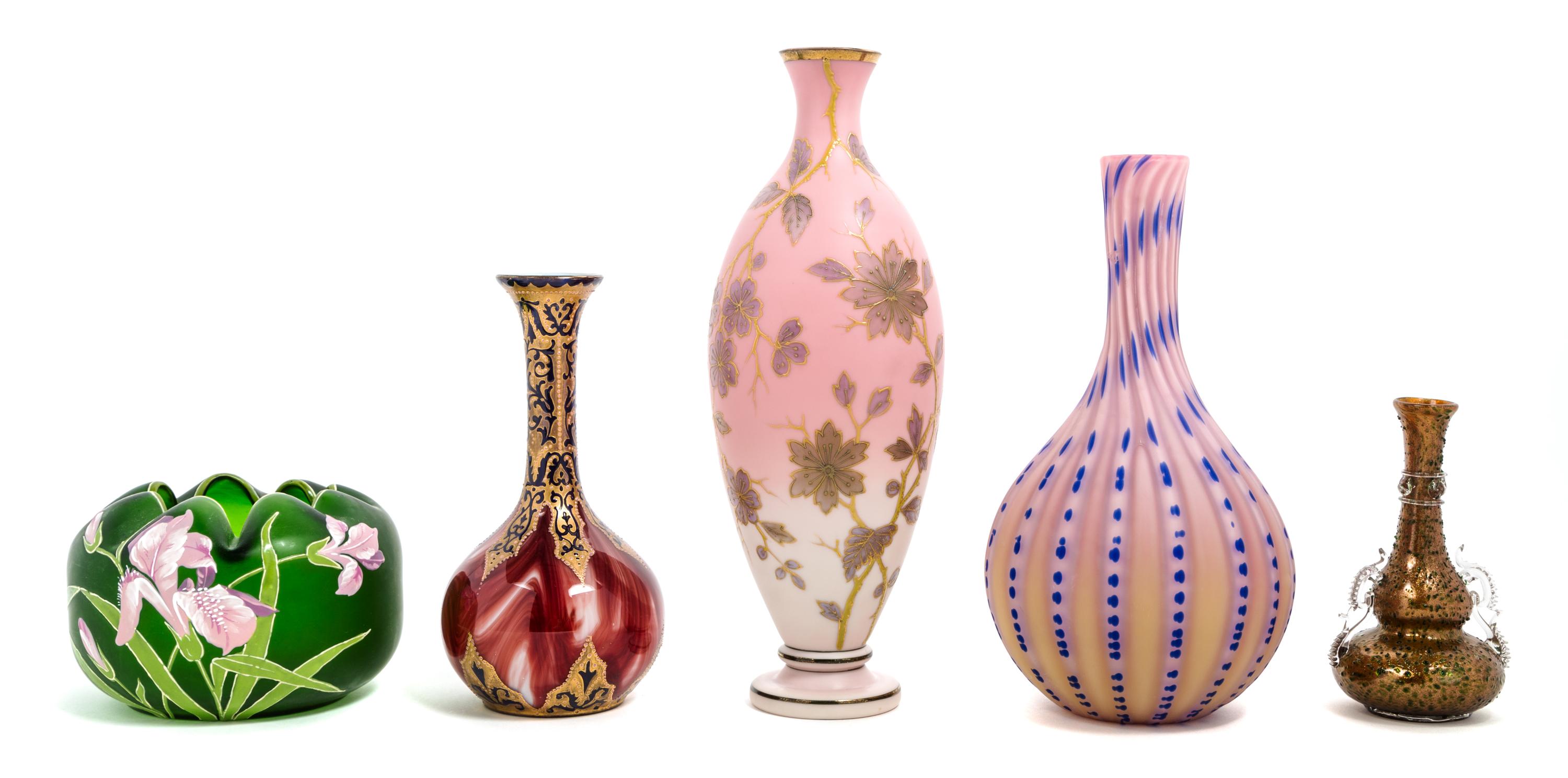 Five Victorian Glass Articles Height of tallest 12 inches — 19TH/20TH CENTURY