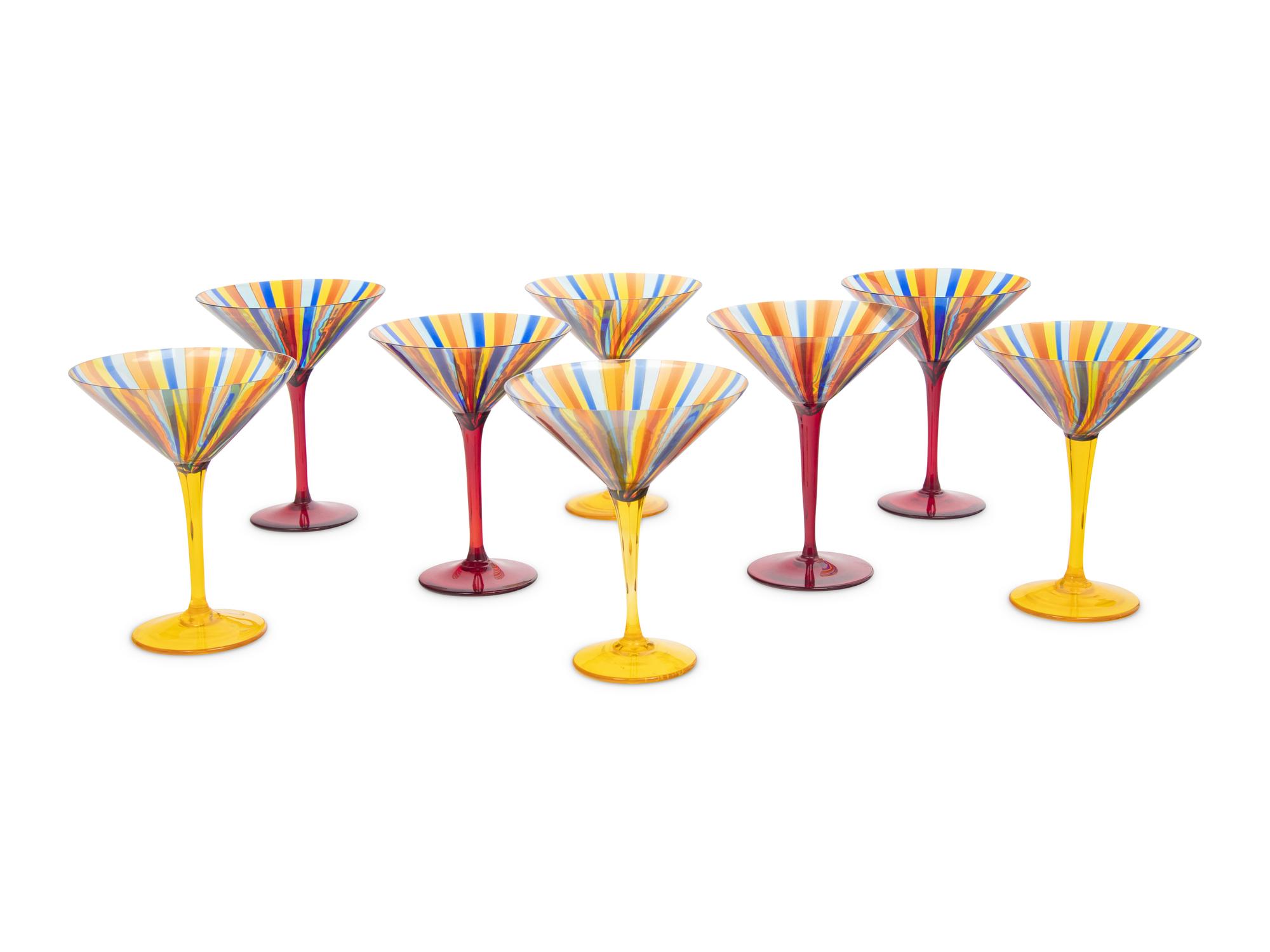 A Set of Eight Cenedese Martini Glasses