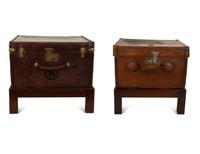 Two English Leather Luggage Cases with the Royal Cipher of George V