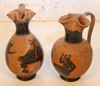 Two Similar Greek Pottery Ewers. Height 10 inches.