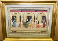 A Indo-Persian Gouache Painting. Height 31 x width 41 inches (framed).