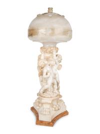 An Italian Carved Alabaster and Marble Table Lamp — 19TH CENTURY