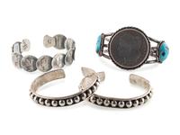 Navajo and Mexican Silver Cuff Bracelets