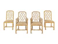 A Set of Four Georgian Style Bone-Veneered Dining Chairs