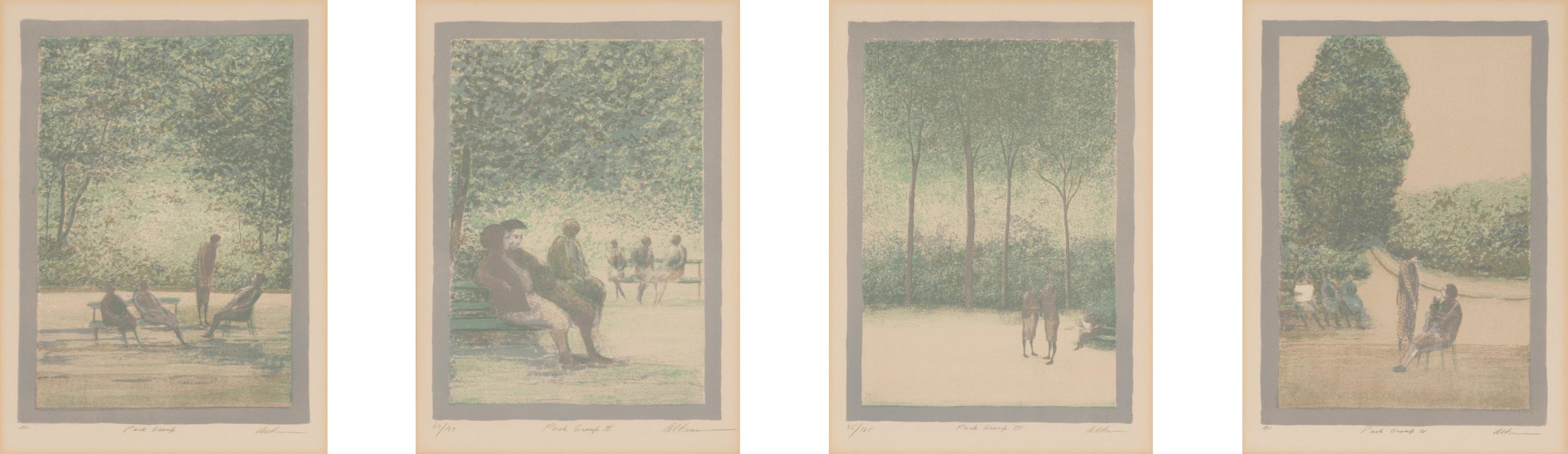 Harold Altman (American, 1924-2003) — Park Scenes (a group of four works)