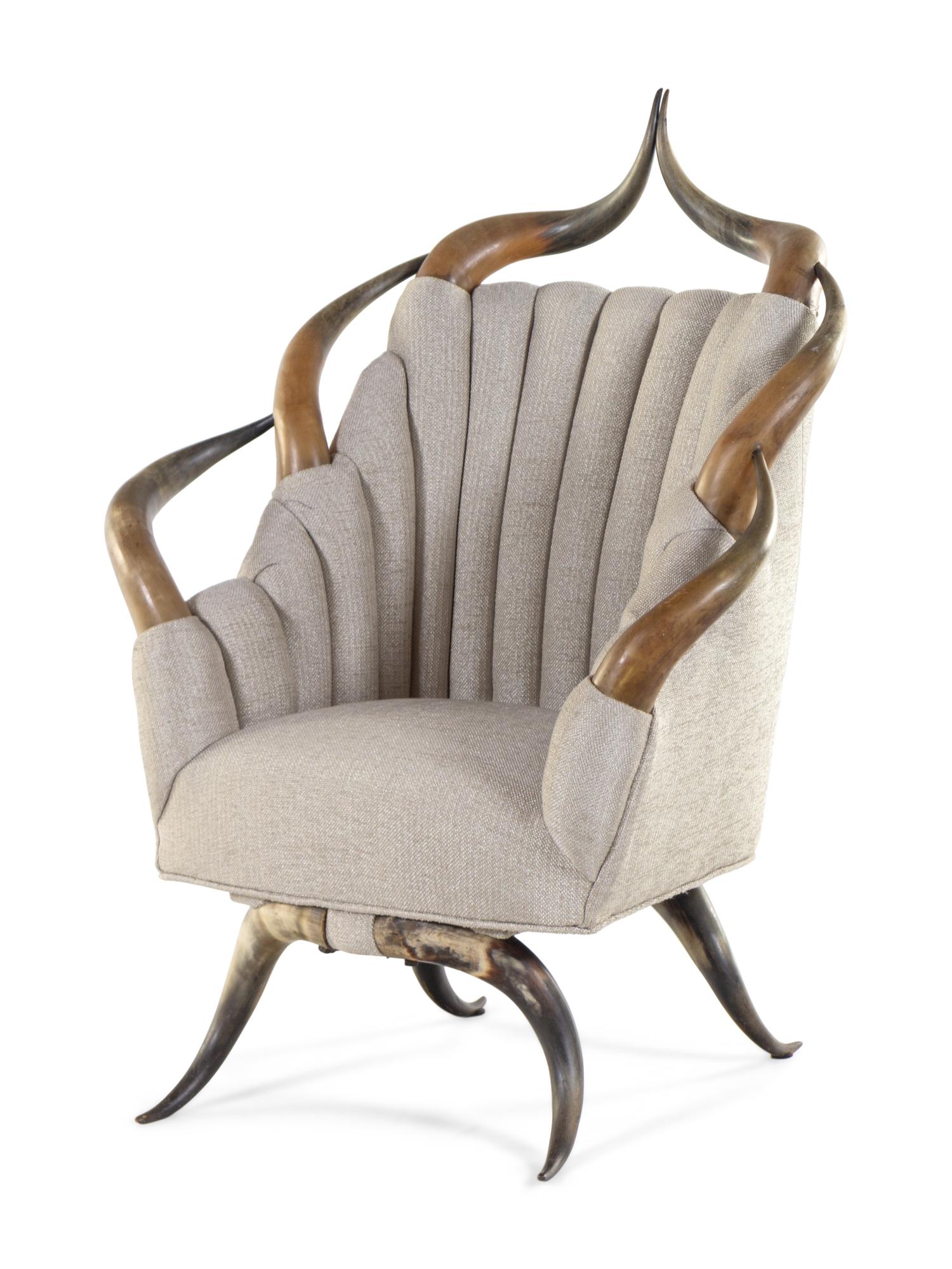 A Victorian Barrel-Back Horn Chair
