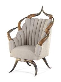 A Victorian Barrel-Back Horn Chair