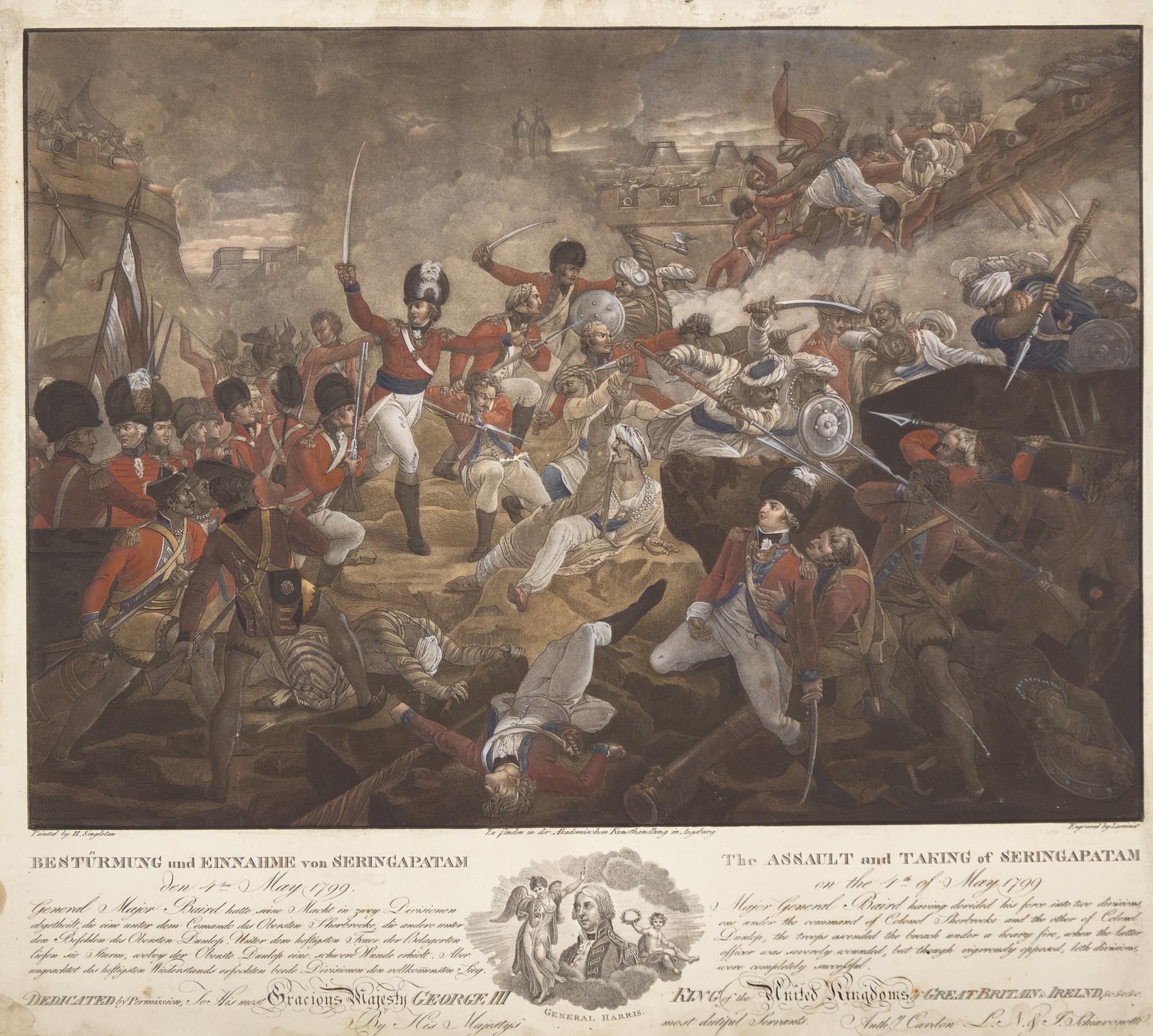 [British Isles] Cardon, Anth(ony)., and L. Schiavonetti. The Assault and Taking of Seringapatam and The Surrender of Two Sons of Tippo Sultaun