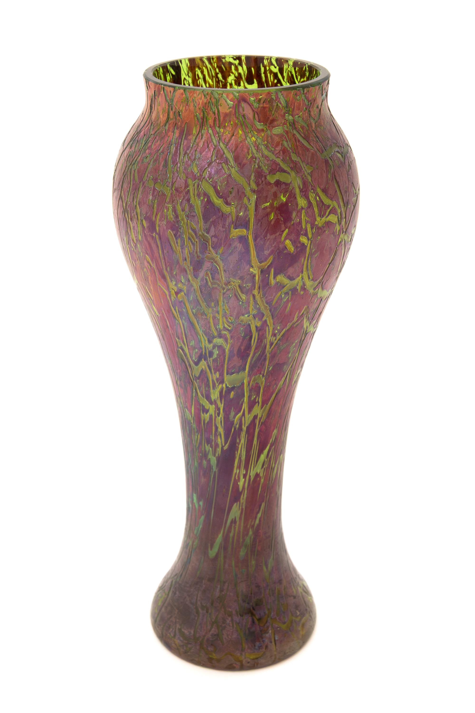 An Austrian Iridescent Glass Vase Height 12 inches.