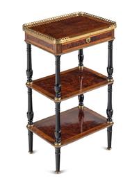 A Napoleon III Part-Ebonized Burl Amboyna Side Table