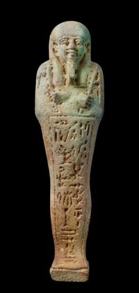 An Egyptian Faience Shabti Height 7 inches. — LATE PERIOD, DYNASTY 26, 664-525 B.C.E.