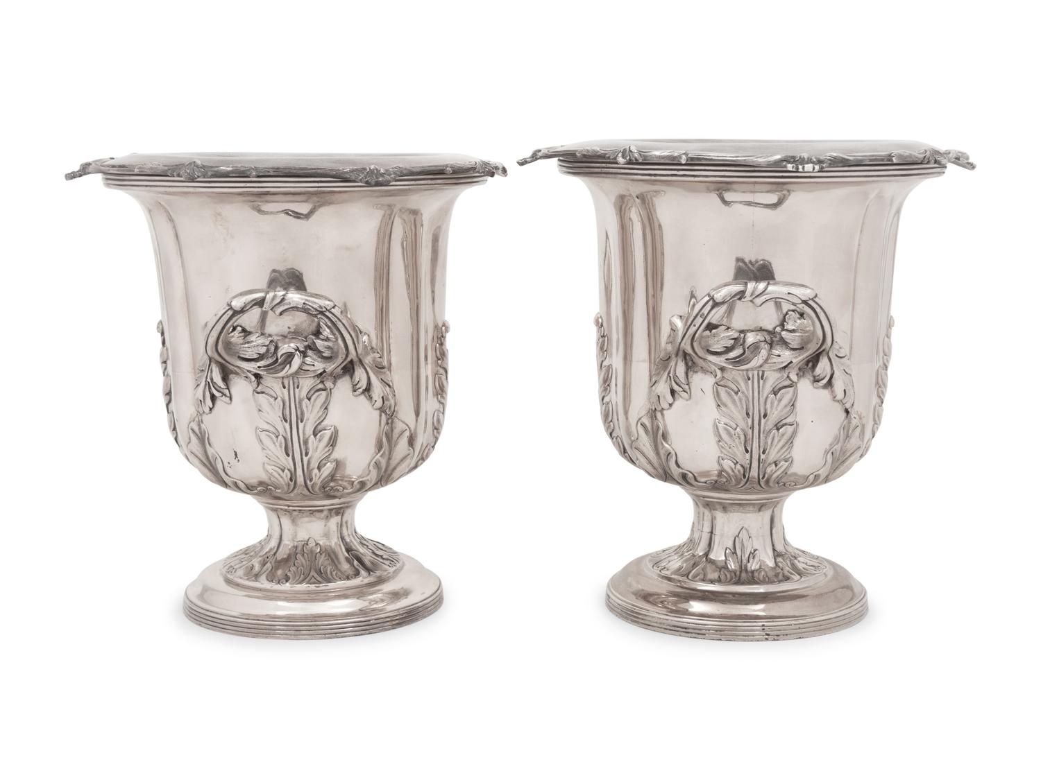 A Pair of Silver-Plate Wine Coolers