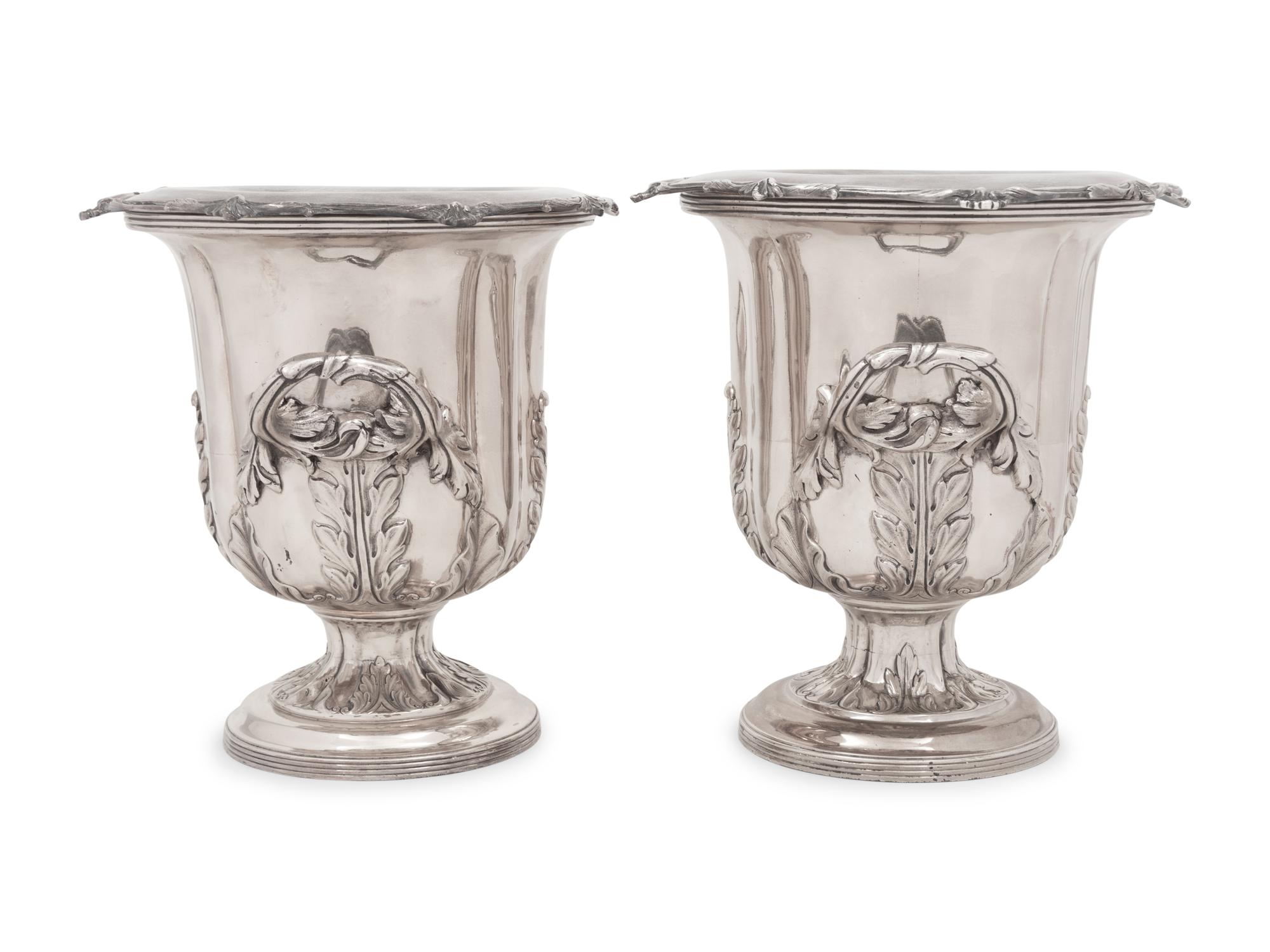 A Pair of Silver-Plate Wine Coolers